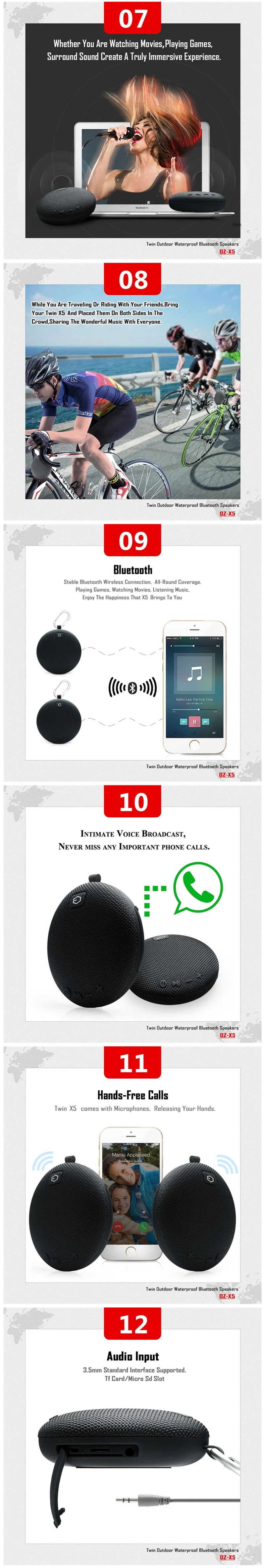 Hot products ebay bluetooth speaker round ozzie x5 ipx5 waterproof bluetooth speaker for huawei mate 30 pro - ANKUX.COM