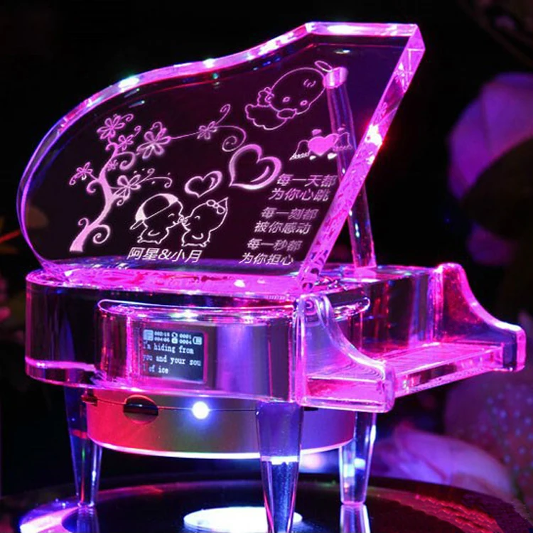 product new design attractive birthday gift mp4 music led base customized k9 glass crystal piano-23