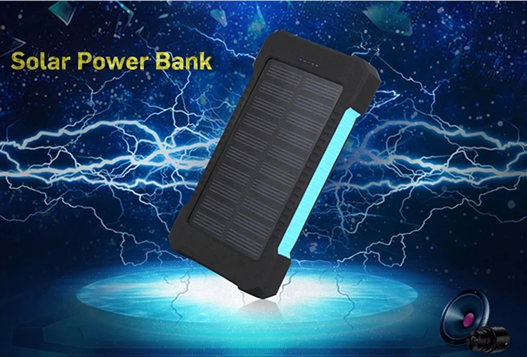 Solar Power Bank Dual USB Power Bank 20000mAh Waterproof Battery Charger External Portable Solar Panel with LED Light