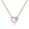high quality black and white stainless steel shell heart pendant necklace mini charm kids jewelry necklace