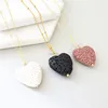 Heart Lava Stone Diffuser Necklace Black Essential Oil jewelry Aromatherapy necklace