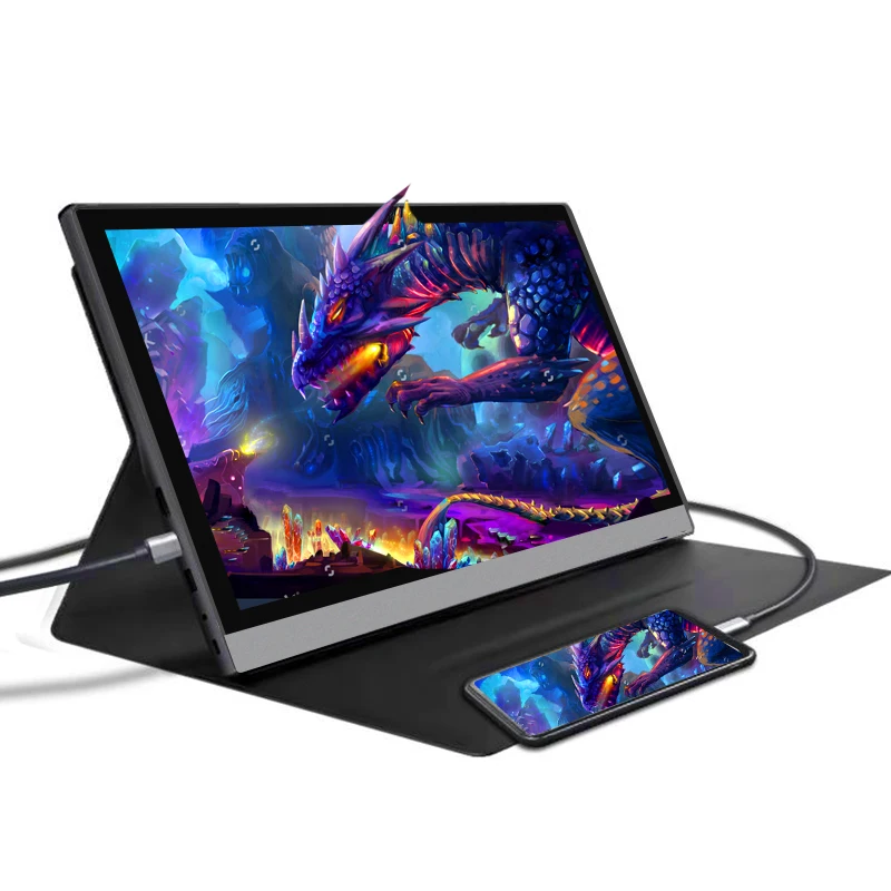

W-LED Type C 1080p ips 15.6 inch portable touch screen monitor with 10000mAh battery, Black