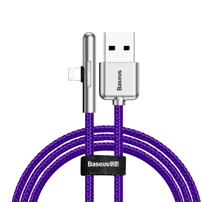 

Baseus Iridescent Lamp Mobile GameUSB Cable Fast Charging 2.4A 1m For iP X 6 7 8, Black/purple/red