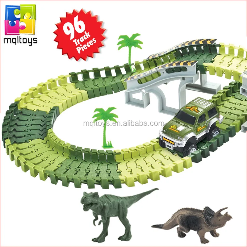 car track with dinosaur