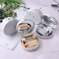 

Custom eye contact lens case gold sliver color lens contact luxury marble container box case colorful