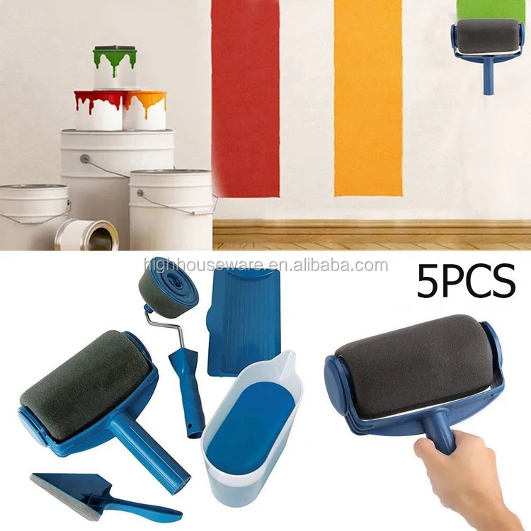 5 Pcs Set Kit Paint Runner Pro Roller Sponge Brush,Handy Roller,Paint