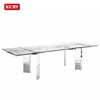 12mm Thick Tempered Iron Chromed Leg Extendable Glass Dining Table