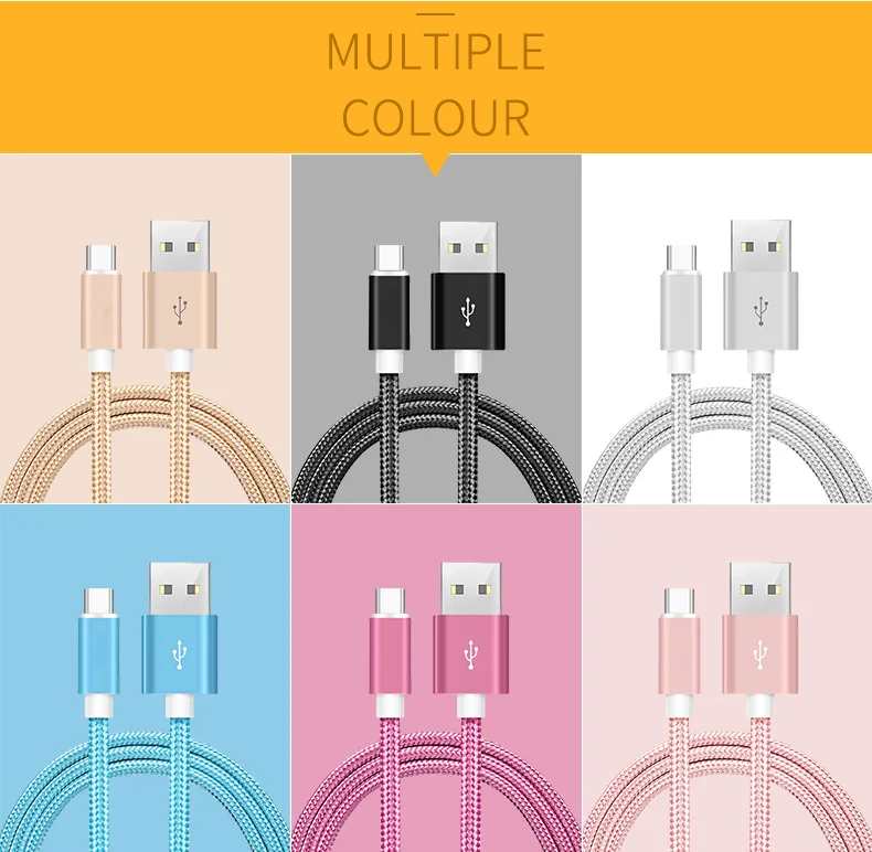 3ft Wholesale  Nylon Braided Micro Usb Cable C