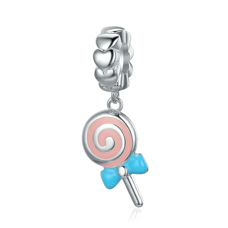 

Trendy 100% 925 Sterling Silver Pendant Charms fit Women Charm Bracelets Jewelry Gift Sweet Lollipop Candy Sweetie Charms