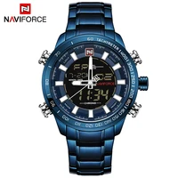 

NAVIFORCE 9093 Mens Quartz+Digital watches Stainless Steel LED 30M Waterproof China Brand Watch relojes
