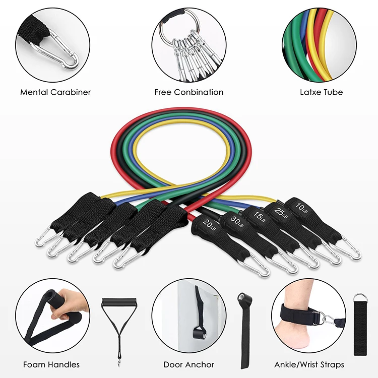 Hot Sale 11Pcs Resistance Bands Resistance Tube Bands Power Resistance Bands