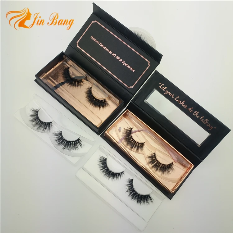 

wholesale false eyelashes mink private label 3d mink no magnetic strip eyelashes with eyelash custom packaging box, Natural black