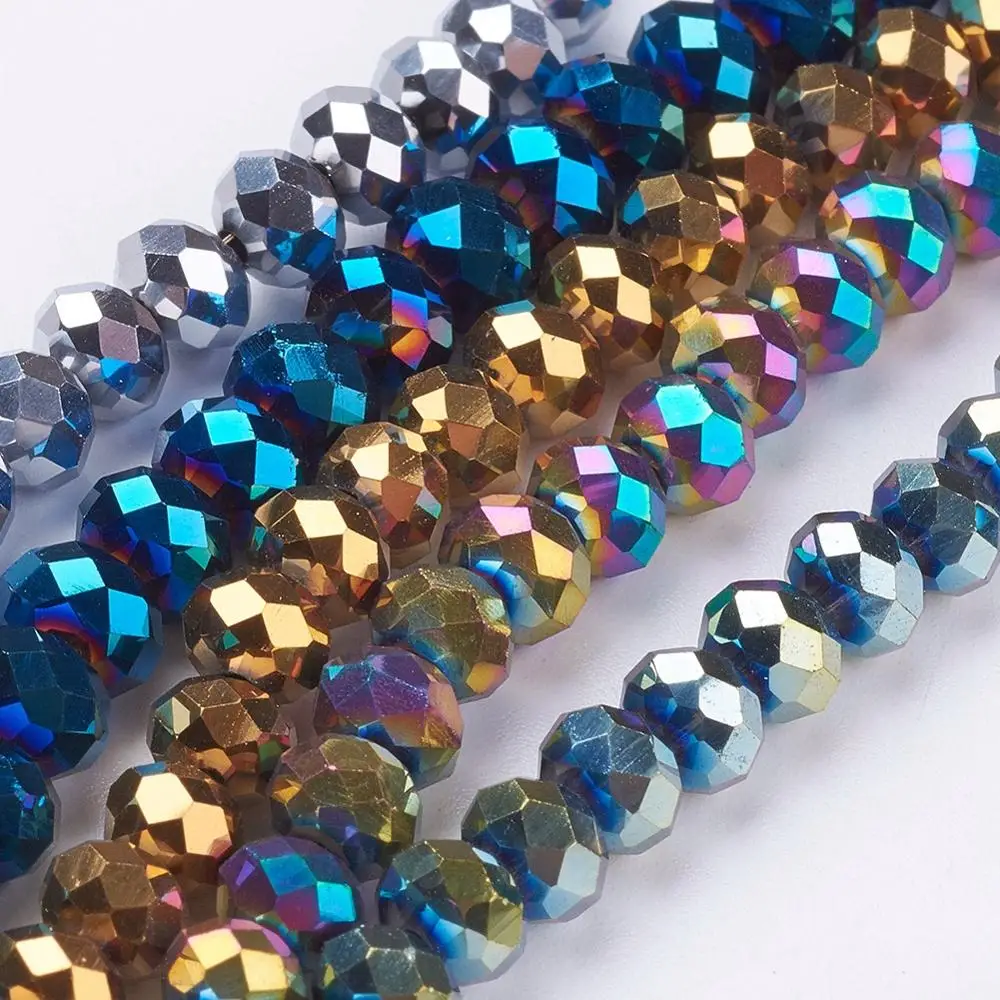 

PandaHall 6mm Mixed Color Electroplate Faceted Glass Beads