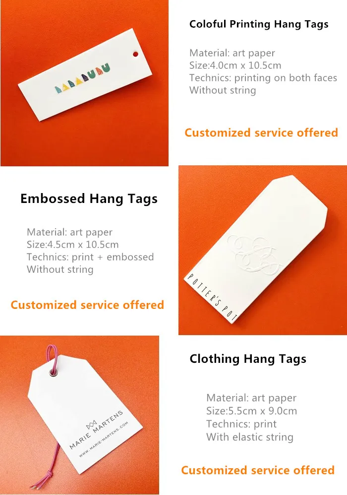 Custom Top Quality Printing Paper Hang Tag for Clothing