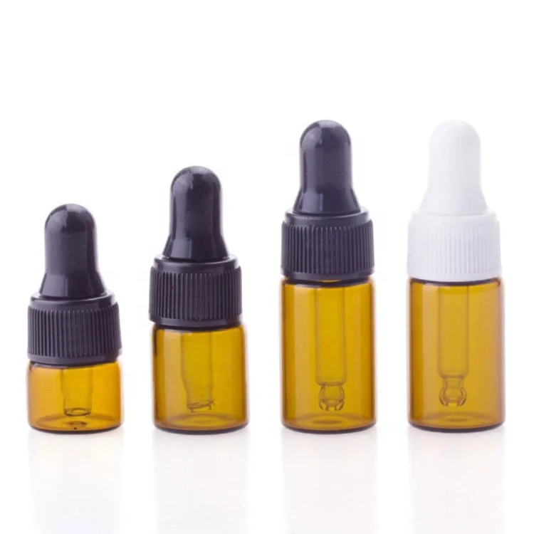 

hot sale stock empty cosmetic oil package sample 1ml 2ml 3ml small amber glass dropper bottle for perfume essential oil