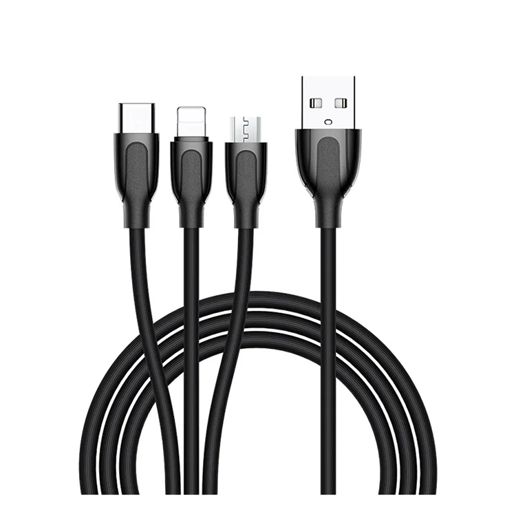 

Joyroom 2019 trends 1.2m 3A data cable phone cable usb 3 in 1 multi phone charging cable, White/black