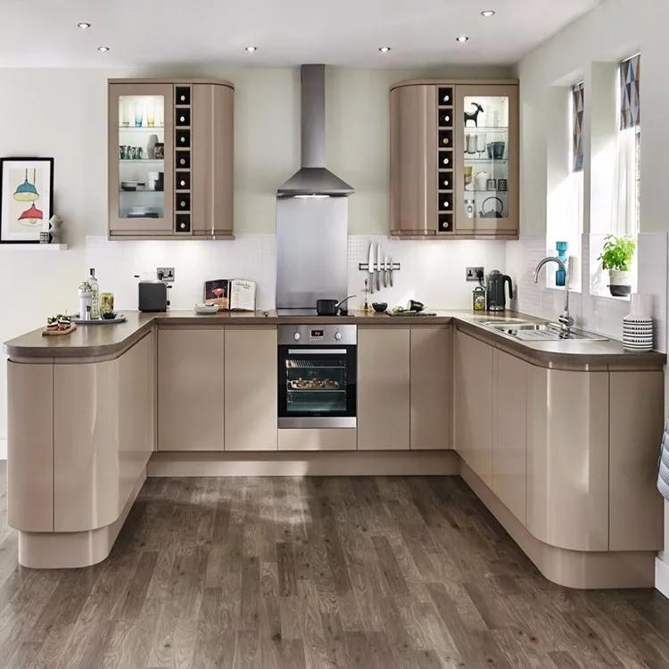 U Shaped High Gloss Modern White Mdf Kitchen Sale For Home