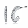 RISE15 Wholesale C Shape 925 sterling silver jewelry Ear Piercing Earring Stud With 30 pieces CZ