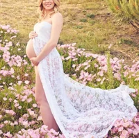 

Hot Maternity Photography Props Pregnant Dress For Photo Shoot Maternity Clothes Long Lace Dress gown Pregnancy Clothing V Neck