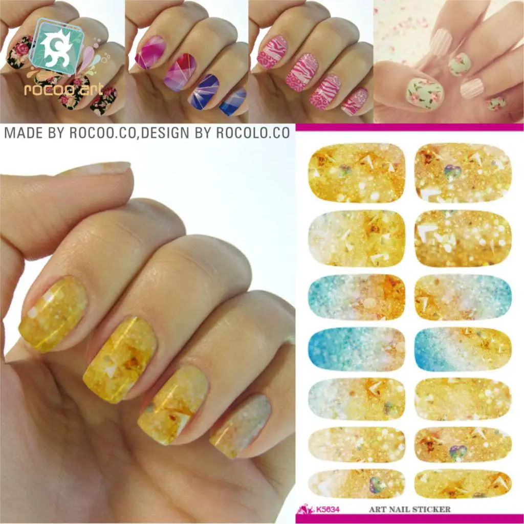 The new second generation water make up dream sky blue shift pattern Manicure nail sticker jewelry