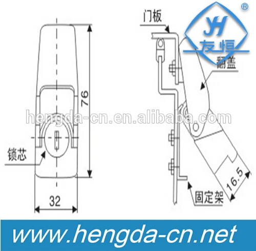 Yh1292 Gabinete Negro Recubierto De Metal Cerrojo Toggle Cerradura Con