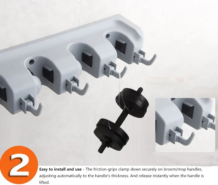 Multifunctional Slim Broom Holder Behind Door Mop And Broom Holder Wall