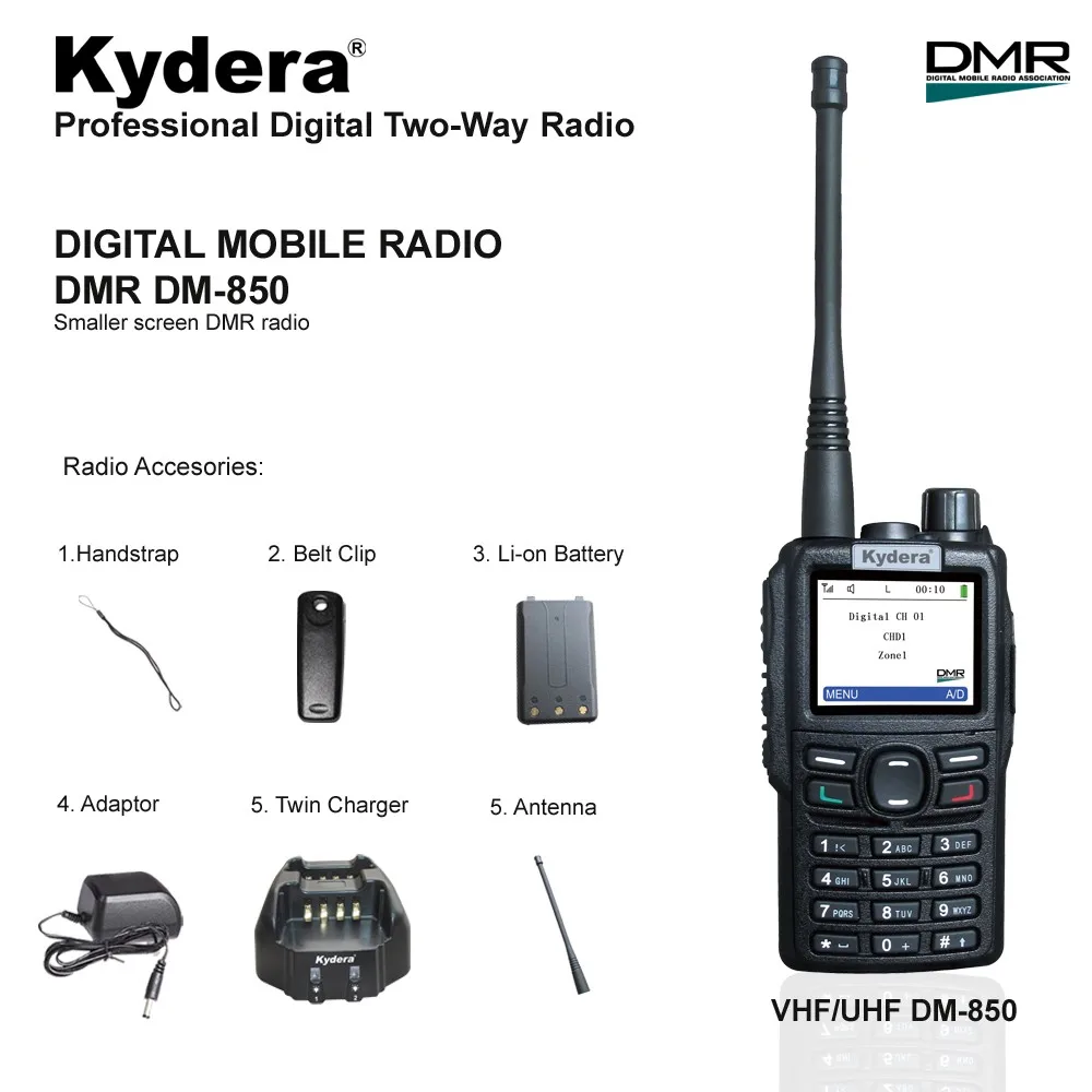 Vhf Uhf Dmr Kydera Walkie Talkie Dm850 Portable Two Way Radio Buy