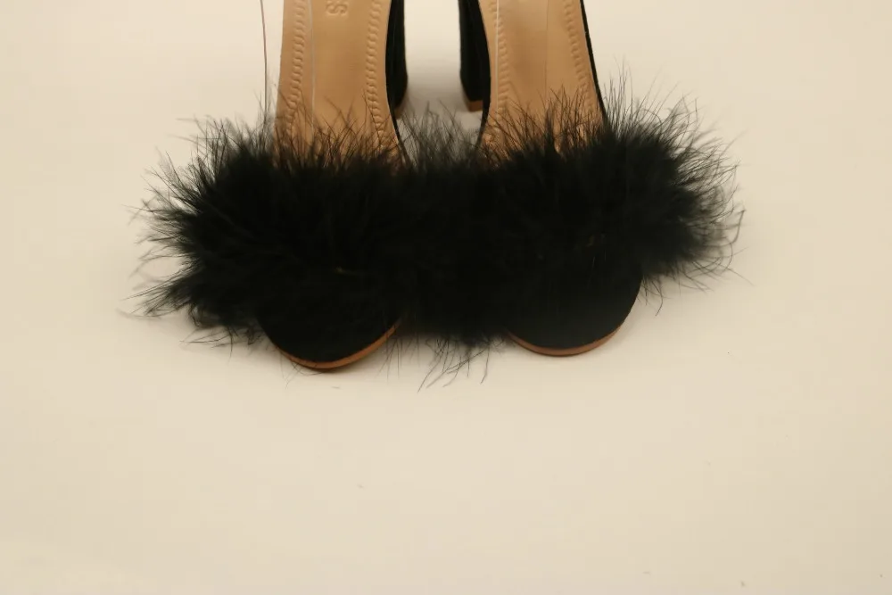 
F20621A Wholesale fashion women high heels shoes suede fur sandal for ladies 