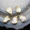 AM-YYT66 Irregular Freshwater Pearl Pendant,White Pearl Shell Slab Links Charms Making Necklace Chokers