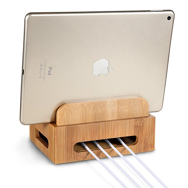 

wooden mobile phone holder stand for iphone ipad,bamboo stand desk phone holder stand with usb charging port for tablet pc