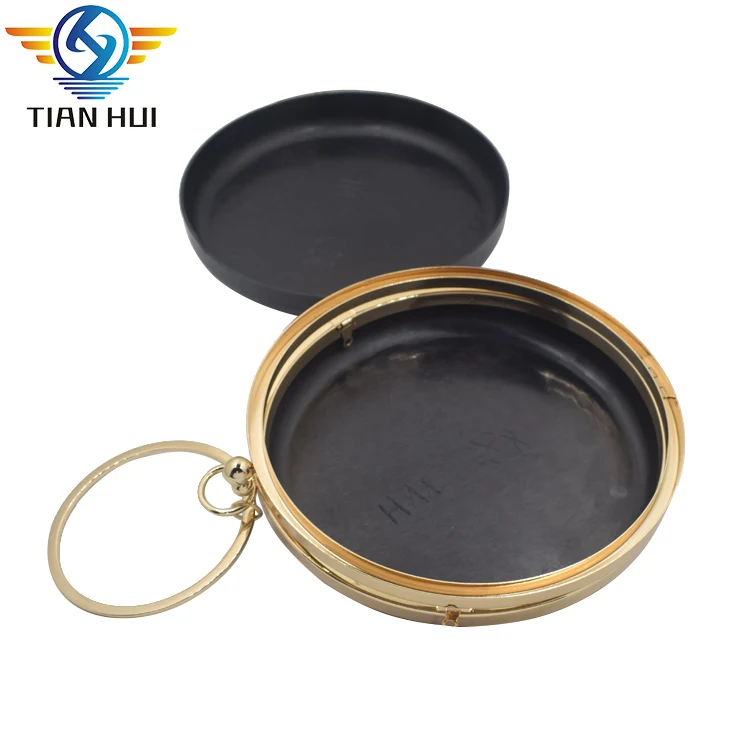 Round Shape Box Clutch Frame Metal Clutch Frames With Plastic Shell