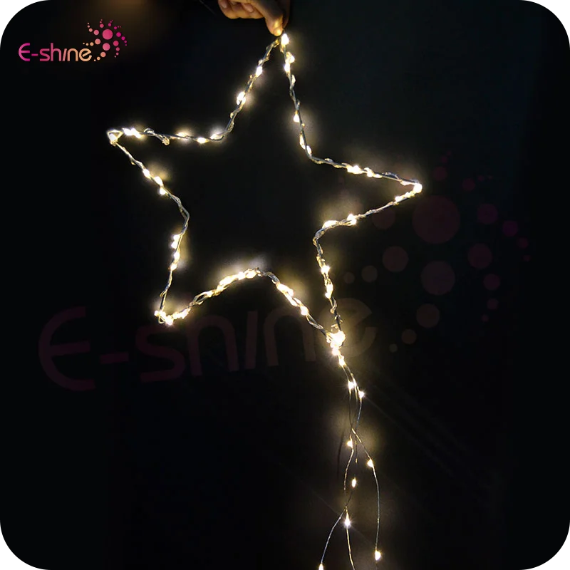 LED Metal Star-shaped Light String Wall Decoration Hard Texture LED Metal Iron Material Light String AA Waterproof Battery Box