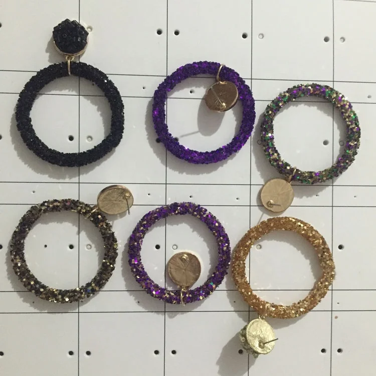 

Fashion Glitter Hoop Earrings, Multi
