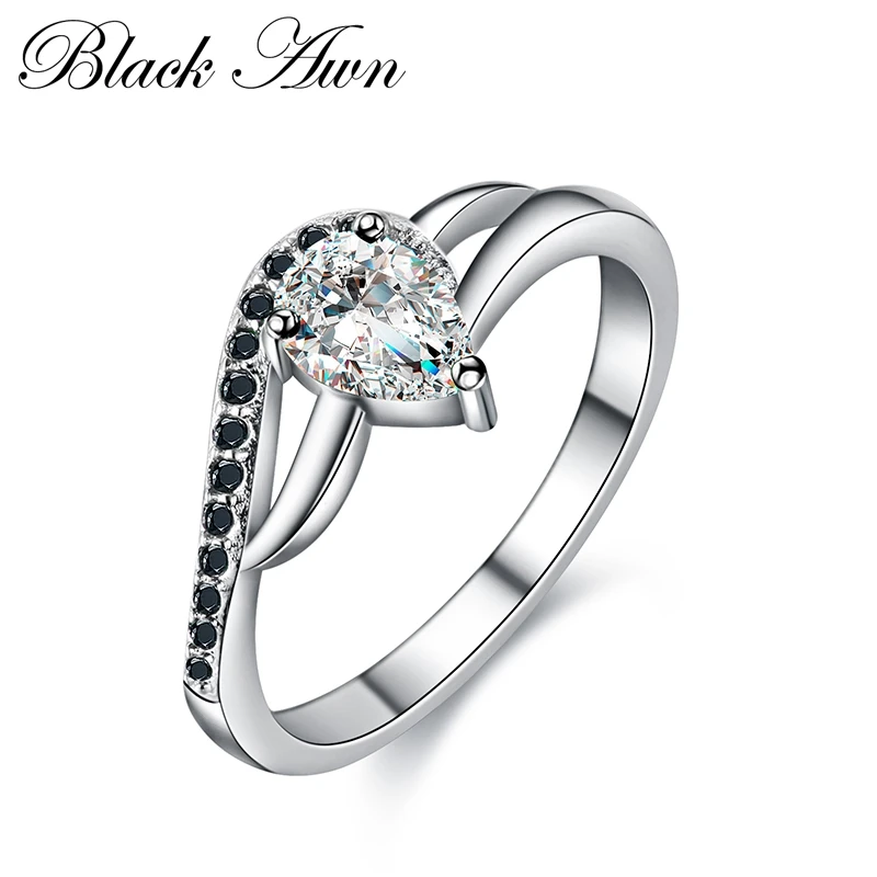 

[BLACK AWN] 925 Sterling Silver Fine Jewelry Trendy Engagement Bague for Women Wedding Rings C267