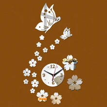 2016 New sale Wall Acrylic Wall Sticker Stickers Home Decor Modern Large 3d Clock Fashion sale Butterfly Mirror Free Shipping