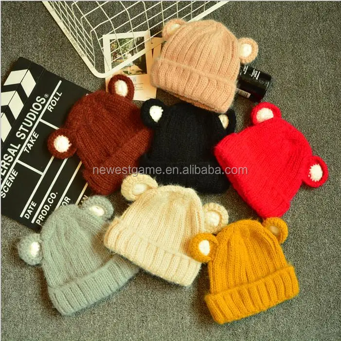 

free shipping Autumn and winter baby woollen hat baby knitted hats children's hat boys and girls newborn ears 1-8 years