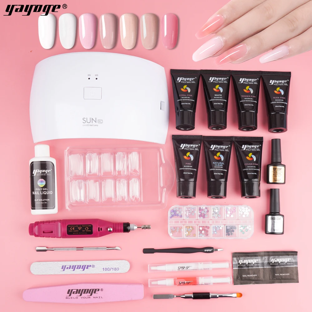 Poly Gel Uv-poly-gel Set Salon Diy Kit Gel Nail Polish Starter Kit Set ...