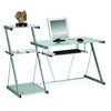 Simple design white home glass top computer desk with bookshelf