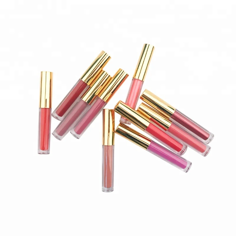 

24 colors Matte Liquid Lipstick with Gold Lid Tube Waterproof Lipstick Private Label