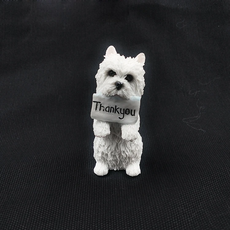 

Resin Dog Statue Standing Thank You West Highland White Terrier Mini Simulation Dog Model For Table Decoration, Picture shown