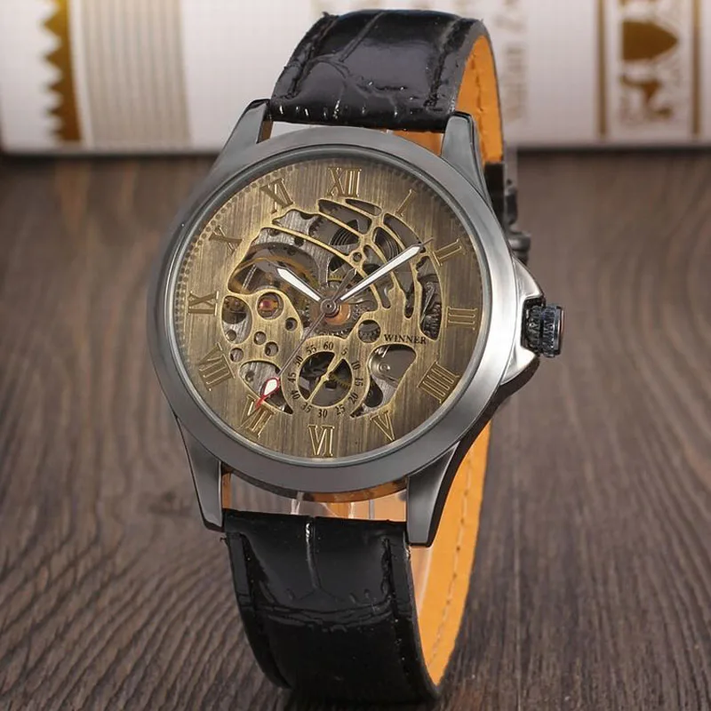 Winner-132 Japanese Style Leather Strap Men Watches Clasicial Winner ...