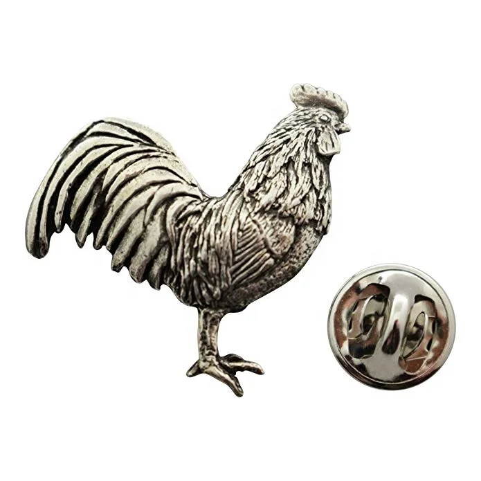 Rooster Pewter Hand-Painted Oktoberfest Hat Pin