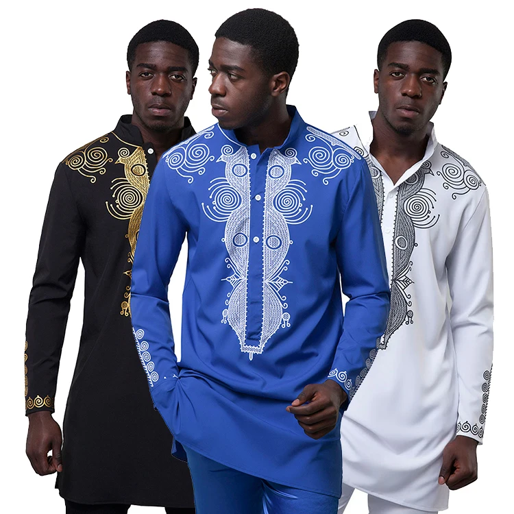 

Comfortable T-Shirt long Sleeve Men Dashiki Shirts Wholesale African Clothing, Shown