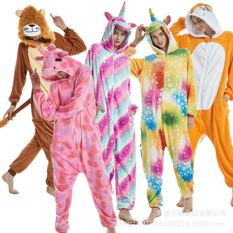 

Wholesale Cartoon Flannel Unisex Adult Multi Colors Unicorn Onesie Animal Onesies Pajamas Sets Sleepwear, N/a