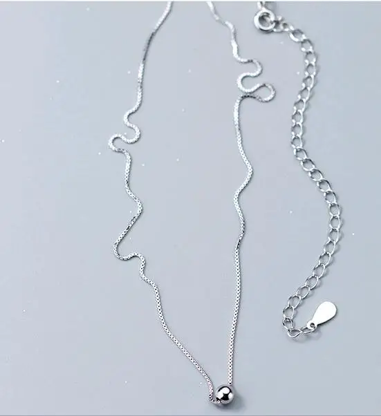 women  925 sterling silver simple single 4mm beads box chain choker necklace.jpg