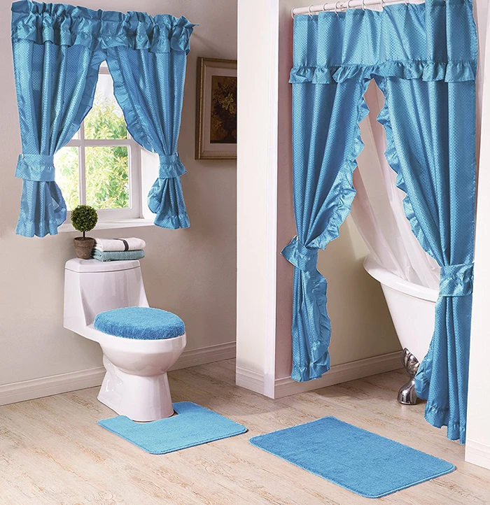 100 Polyester Custom Printed Luxury Double Swag Shower Curtains With