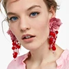 KM 6 colors 2018 bohemian jewelry pompom glass beads tassel earings boho drop handmade fabric flower exotic earrings for women