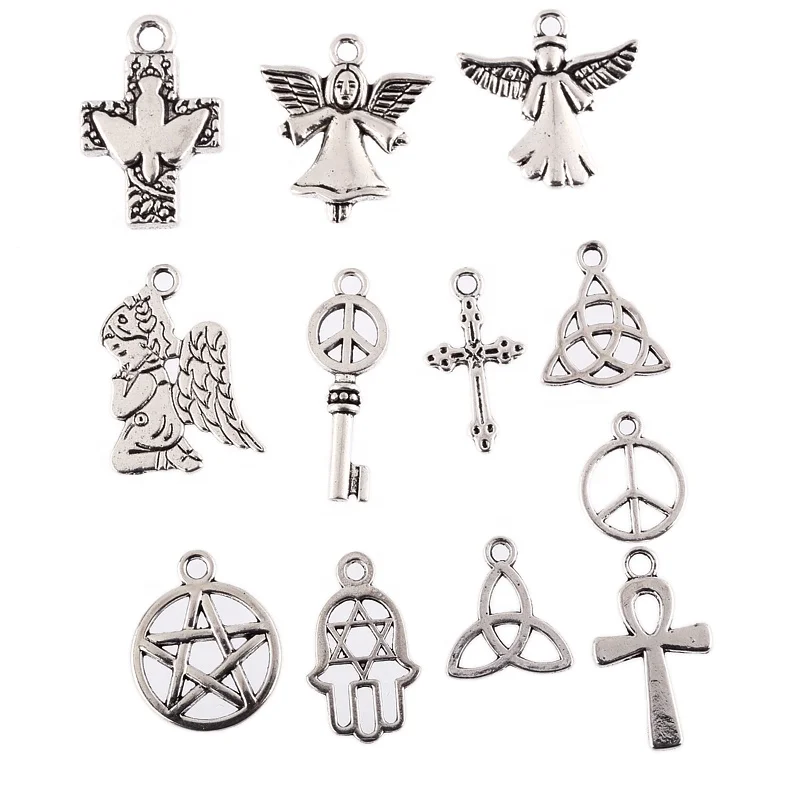 

Mixed Angel cross European Bracelets Charms Pendants Antique Silver Color Charms Fit Handmade DIY Fashion Jewelry Making Finding