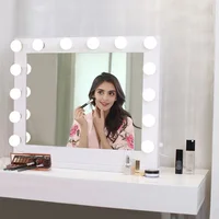 

Led lighted table vanity makeup Hollywood Mirror With 14 Light Bulbs For Girl Vanity Cosmetic
