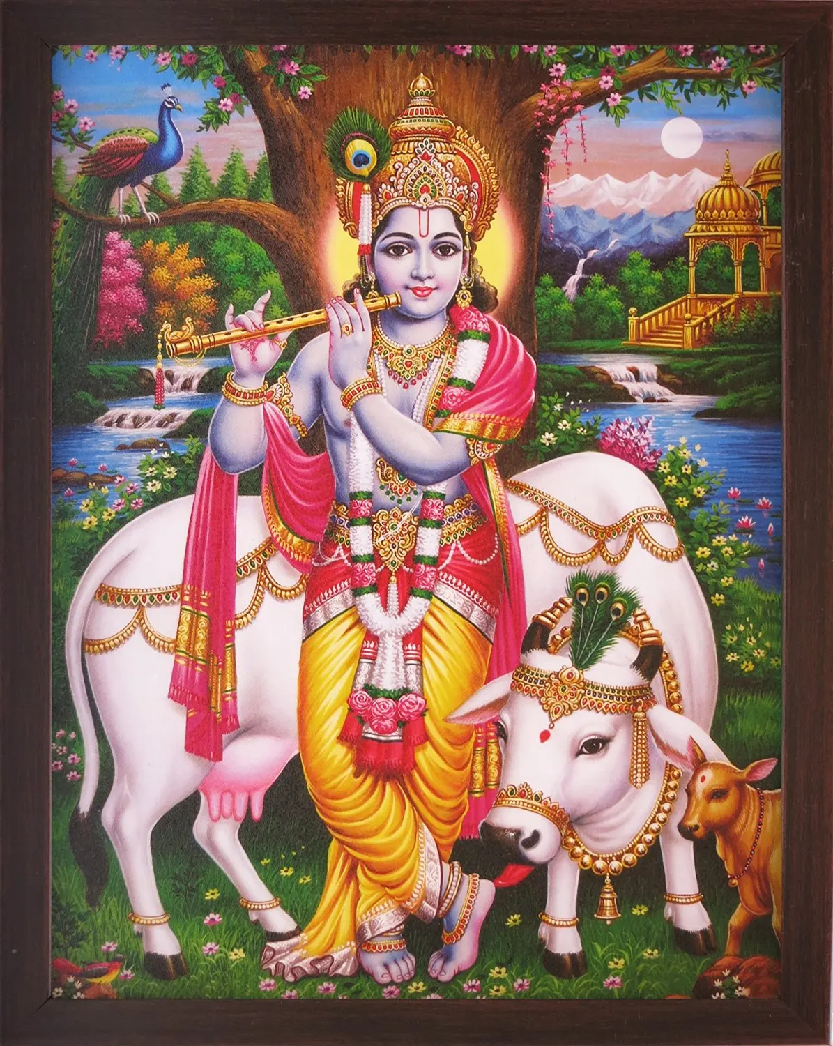 Buy Lord Krishna Enjoying & Playing Flute with His Cow in